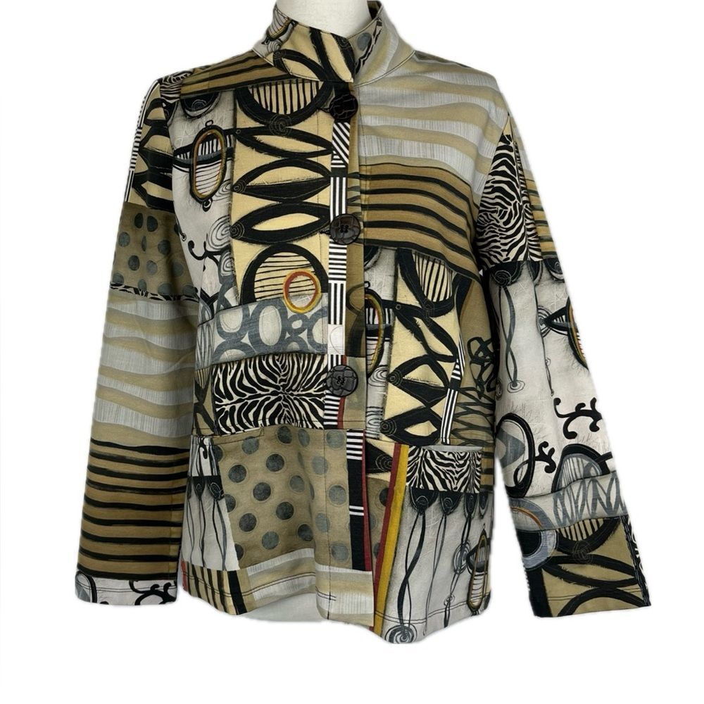 Simply Art by Dolcezza Jacket Abstract Mixed Print Size M Art to Wear Whimsy